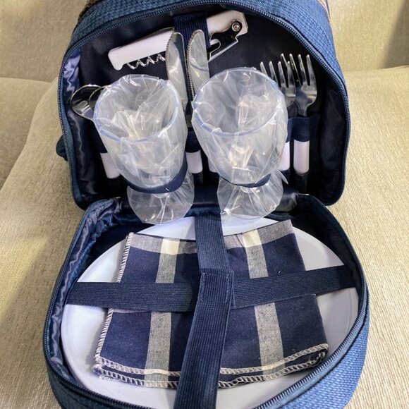 Audrain's Motor Week RI Concours Picnic Wine Bag Duffle Blue Blanket New - Picture 7 of 13